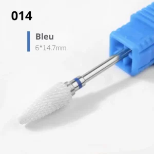 Embout de ponceuse individuel TC03-M en céramique blanche grain bleu medium pour dépose de vernis semi-permanent et gel, Cosminty La Réunion.