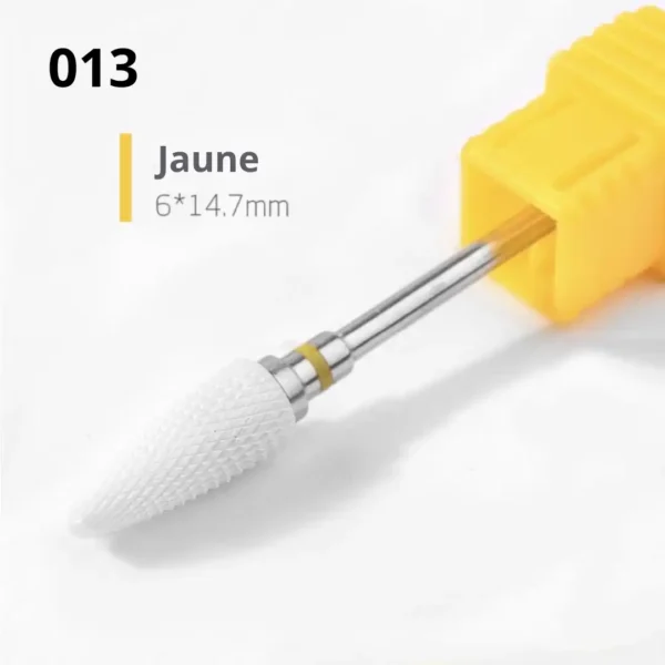 TC05-XF_resultat Embout de ponceuse individuel TC05-XF en céramique blanche grain jaune extra fin pour finitions de dépose, matériel Cosminty La Réunion.