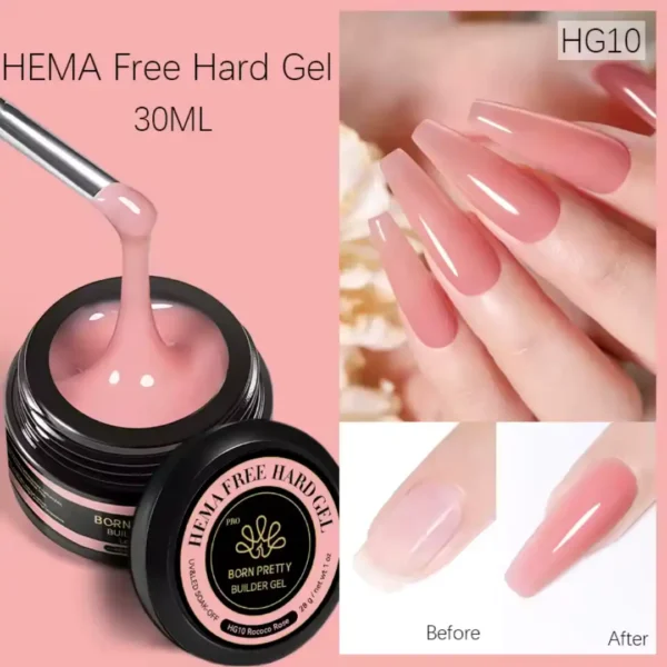 Pot de Hard Gel (gel de construction) Born Pretty Pro 30ml formule HEMA Free, utilisé pour l'extension et le renforcement des ongles naturels, Cosminty Réunion
