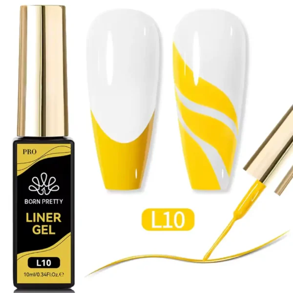 L10_resultat Flacon de Gel Liner Born Pretty Pro 10ml avec pinceau intégré ultra-fin, utilisé pour réaliser des tracés de haute précision sur ongles professionnels, Cosminty Réunion.