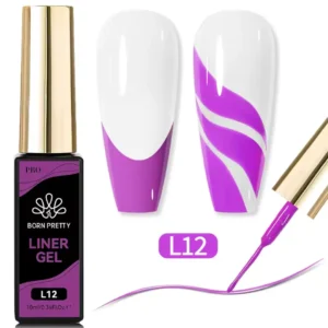 Flacon de Gel Liner Born Pretty Pro 10ml avec pinceau intégré ultra-fin, utilisé pour réaliser des tracés de haute précision sur ongles professionnels, Cosminty Réunion.