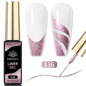 Flacon de Gel Liner Born Pretty Pro 10ml avec pinceau intégré ultra-fin, utilisé pour réaliser des tracés de haute précision sur ongles professionnels, Cosminty Réunion.