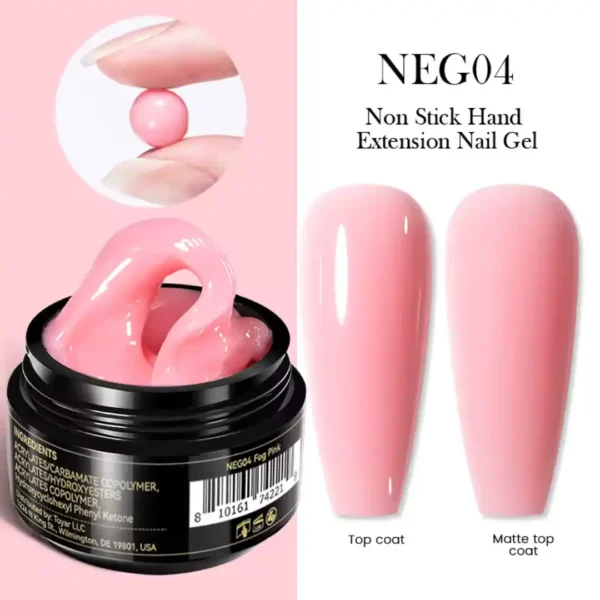 NEG04_resultat Pot de Gel d'extension solide Non Stick Hand Born Pretty Pro 15ml, texture malléable, idéal pour l'extension et le modelage d'ongles, Cosminty Réunion
