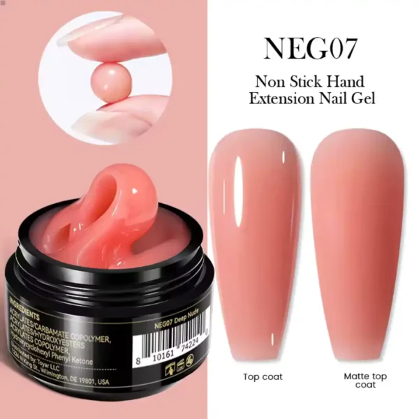 NEG07_resultat Pot de Gel d'extension solide Non Stick Hand Born Pretty Pro 15ml, texture malléable, idéal pour l'extension et le modelage d'ongles, Cosminty Réunion