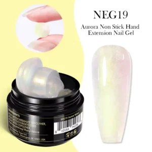 Pot de gel d'extension solide Aurora Non Stick Born Pretty, texture malléable irisée, idéal pour des extensions lumineuses, Cosminty Réunion