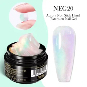 Pot de gel d'extension solide Aurora Non Stick Born Pretty, texture malléable irisée, idéal pour des extensions lumineuses, Cosminty Réunion
