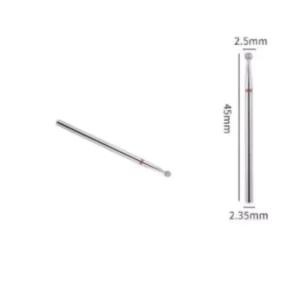 Embout ponceuse diamant boule diametre 2.5 mm grain fin bague rouge pour nettoyage des cuticules manucure russe, Cosminty materiel onglerie La Reunion 974.