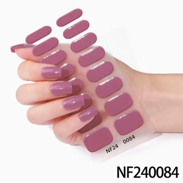 Semi cured gel nail wraps bandes de gel UV pour mains couleur vieux rose mauve praline uni réf NF240084, Cosminty matériel onglerie La Réunion 974.