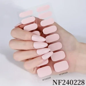 Semi cured gel nail wraps bandes de gel UV pour mains couleur rose pastel poudré laiteux uni réf NF240228, Cosminty matériel onglerie La Réunion 974.