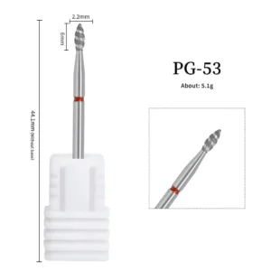 Embout ponceuse diamant cone vrille PG-53 grain fin bague rouge pour nettoyage des cuticules et manucure russe, Cosminty materiel onglerie La Reunion 974.