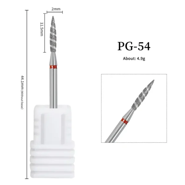 PG 54_resultat Embout ponceuse diamant flamme vrillee PG-54 grain fin bague rouge pour nettoyage des cuticules et sillons manucure russe, Cosminty materiel onglerie La Reunion 974.
