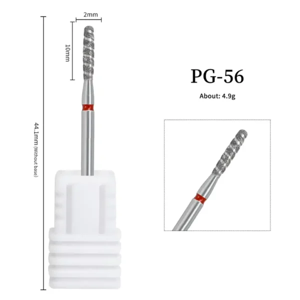 PG 56_resultat Embout ponceuse diamant cylindre vrille PG-56 grain fin bague rouge pour nettoyage des cuticules et lissage des replis manucure russe, Cosminty materiel onglerie La Reunion 974.