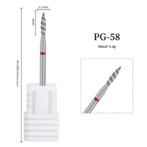 Embout ponceuse diamant goutte flamme vrillee PG-58 grain fin bague rouge pour nettoyage des cuticules et sillons manucure russe, Cosminty materiel onglerie La Reunion 974