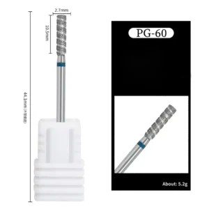 Embout ponceuse diamant cylindre vrille PG-59 grain fin bague rouge pour nettoyage des cuticules et lissage des replis manucure russe, Cosminty materiel onglerie La Reunion 974.