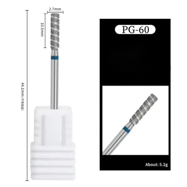 Embout ponceuse diamant cylindre vrille PG-59 grain fin bague rouge pour nettoyage des cuticules et lissage des replis manucure russe, Cosminty materiel onglerie La Reunion 974.