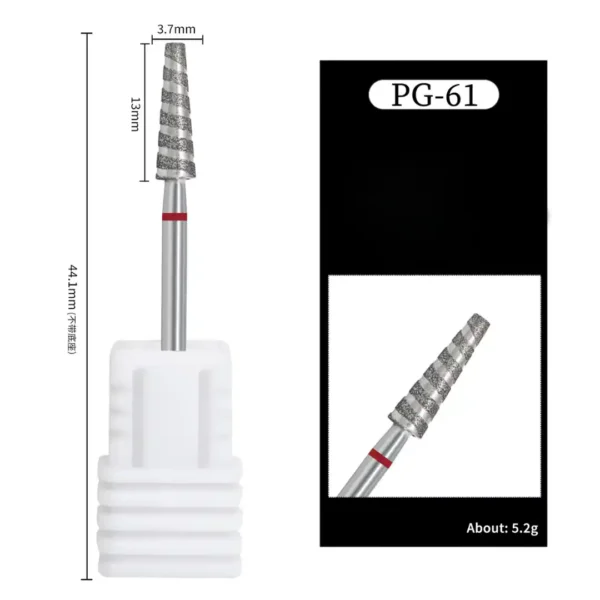 PG 61_resultat Embout ponceuse diamant cone vrille PG-61 grain fin bague rouge pour nettoyage des cuticules et lissage des replis manucure russe, Cosminty materiel onglerie La Reunion 974.