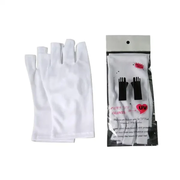 gant uv _resultat Paire de gants anti-UV blancs mitaines en tissu pour la protection des mains sous lampe UV LED manucure, Cosminty matériel onglerie La Réunion 974.