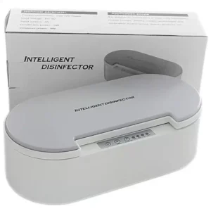 Boitier steriliseur UV intelligent blanc et gris Intelligent Disinfector pour la desinfection du materiel d'onglerie et embouts de ponceuse, Cosminty matériel onglerie La Réunion 974.