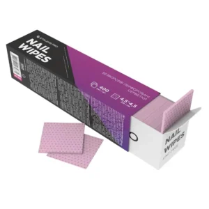 Cotons lingettes non pelucheuses perforees rose Staleks Pro WE-400 boite de 400 pieces 4.5x4.5cm, consommable onglerie Cosminty La Réunion 974.